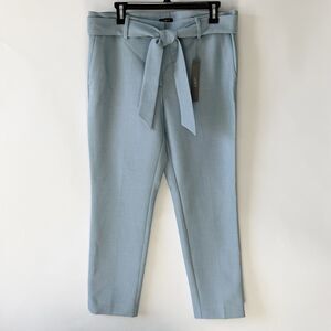 Ann Taylor LOFT Womens Size 10 Marisa Pale Blue Dress Pants with Tie Belt - NWT